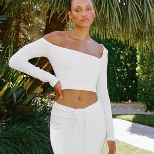 NWT Sabo Tae Top White Large 8 Crop
